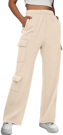 BrandlessFITS Damen Cargo-Jogginghose mit weitem Bein