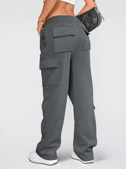 BrandlessFITS Damen Cargo-Jogginghose mit weitem Bein