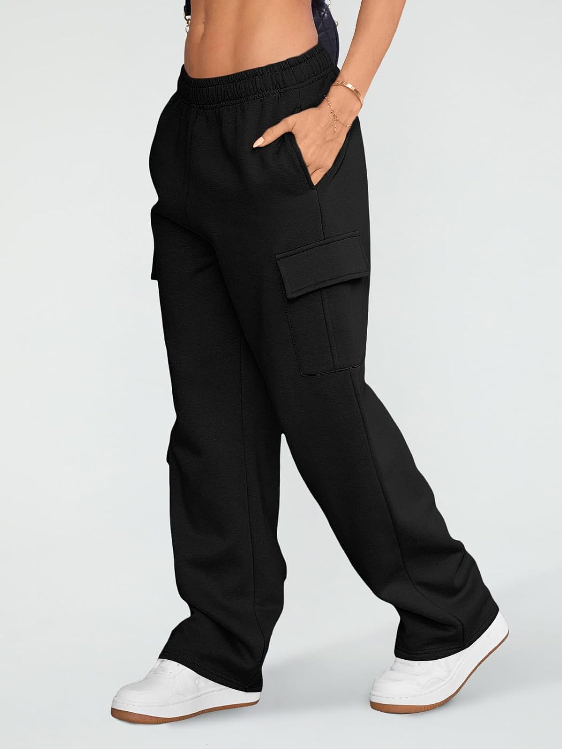 BrandlessFITS Womens Cargo Sweatpants Wide Leg