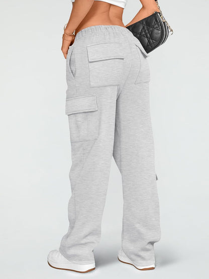 BrandlessFITS Damen Cargo-Jogginghose mit weitem Bein