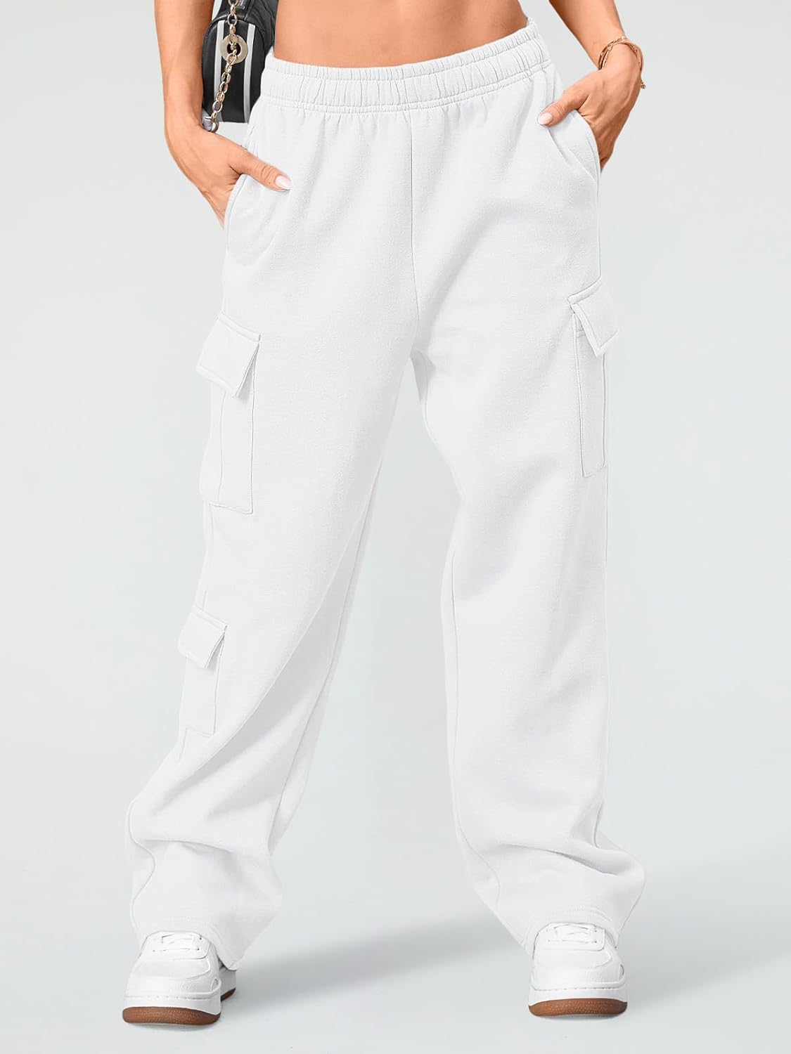 BrandlessFITS Damen Cargo-Jogginghose mit weitem Bein