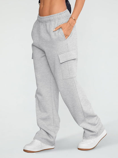 BrandlessFITS Damen Cargo-Jogginghose mit weitem Bein