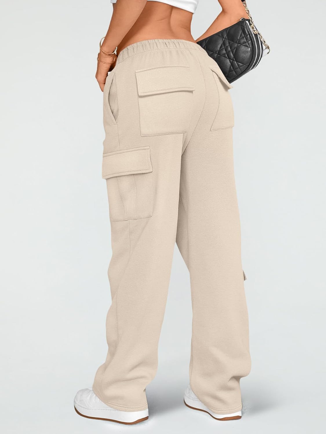 BrandlessFITS Damen Cargo-Jogginghose mit weitem Bein