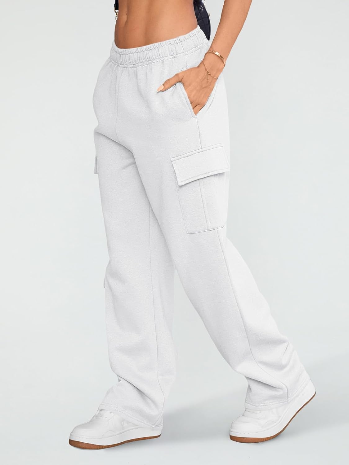 BrandlessFITS Womens Cargo Sweatpants Wide Leg