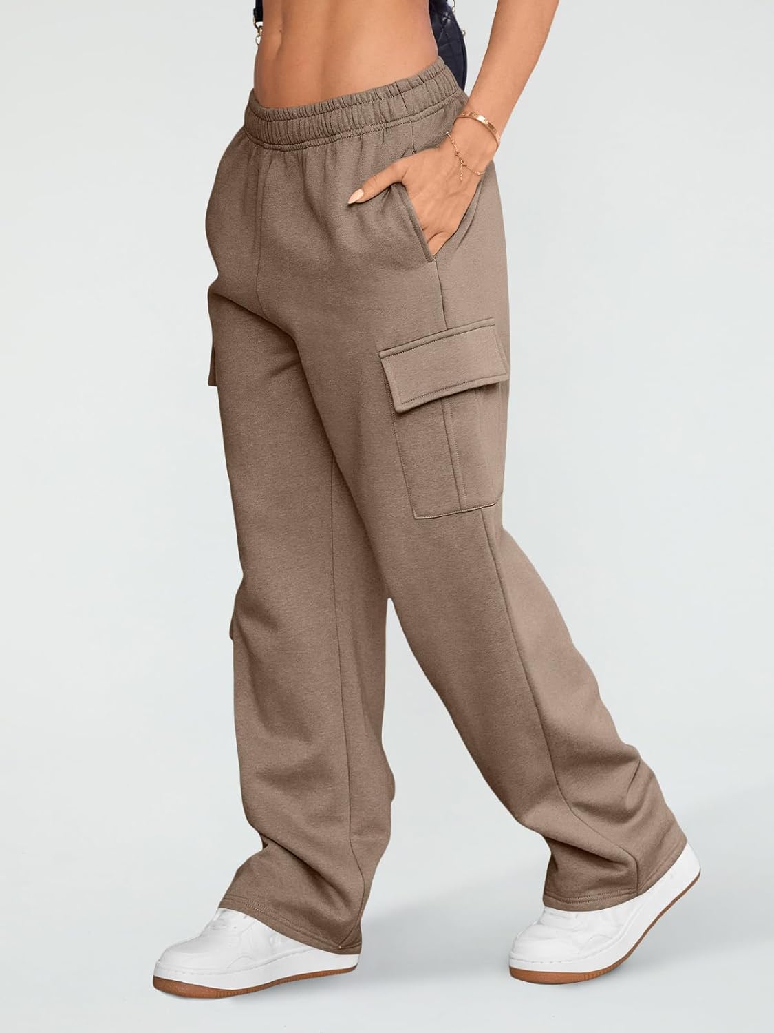 BrandlessFITS Womens Cargo Sweatpants Wide Leg