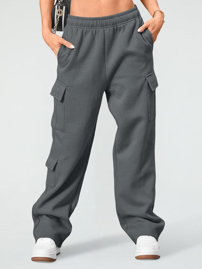 BrandlessFITS Damen Cargo-Jogginghose mit weitem Bein