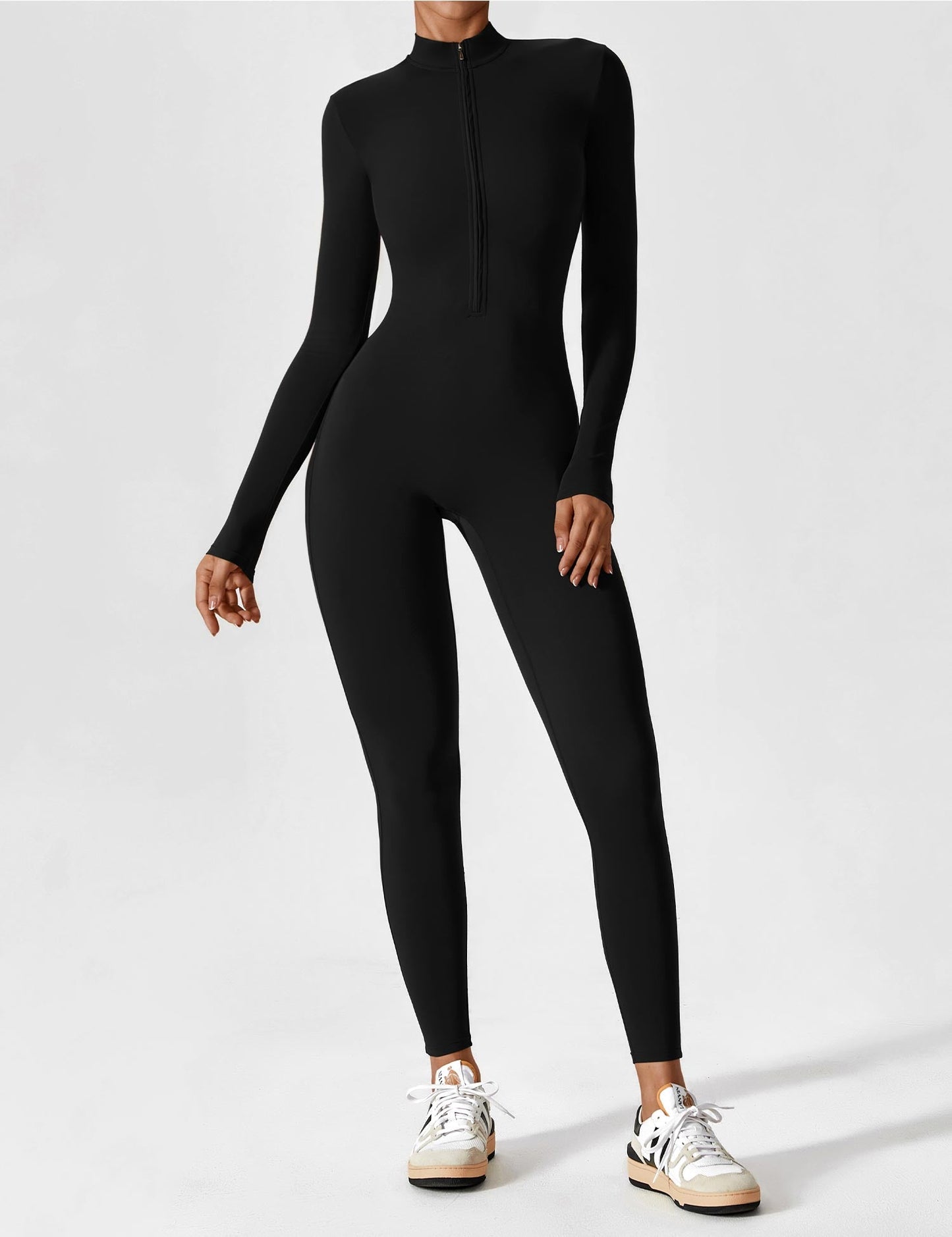 Long Sleeve/ Short Sleeve Zipper Jumpsuit