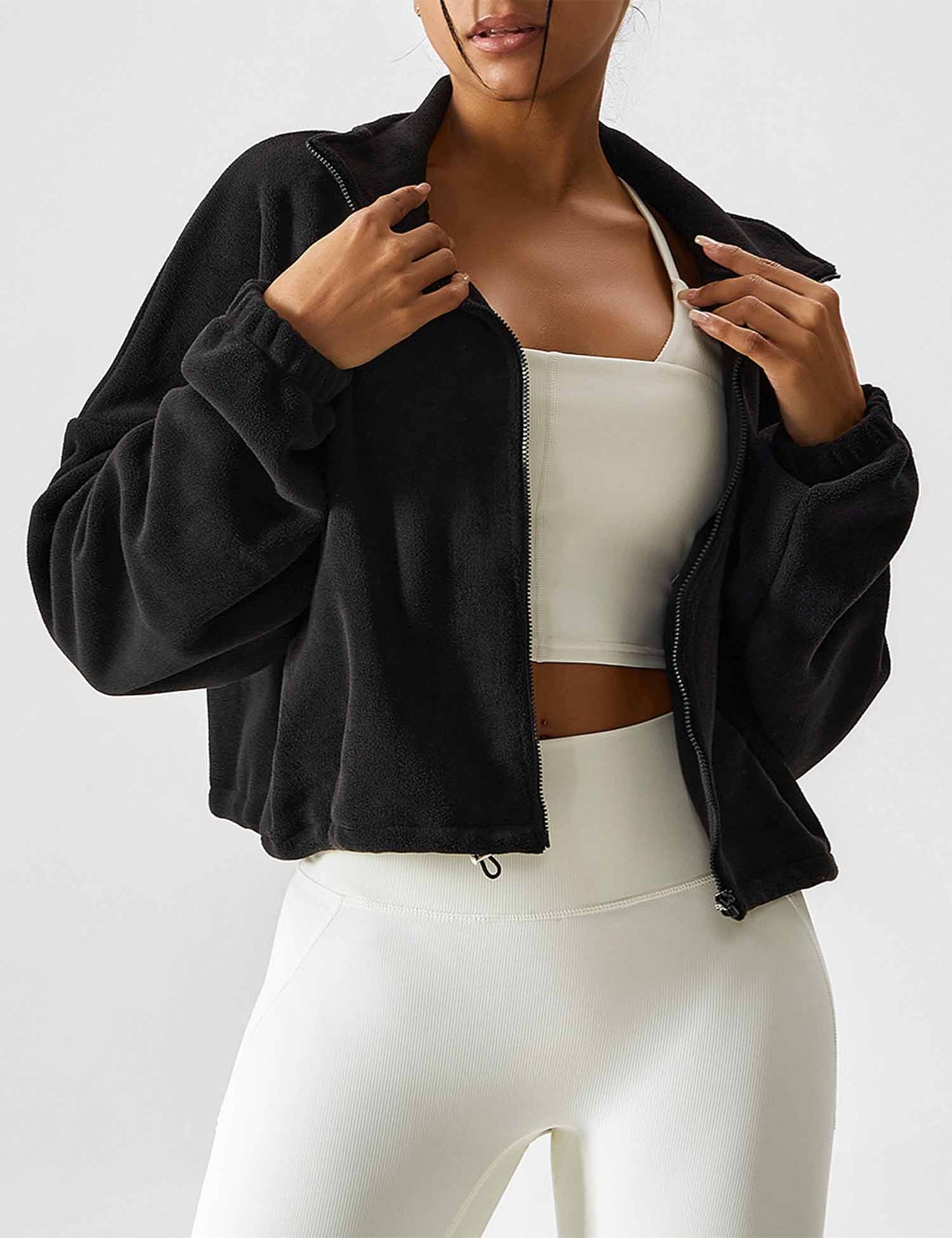 BrandlessFITS Full Zip Fleece Crop Jacket