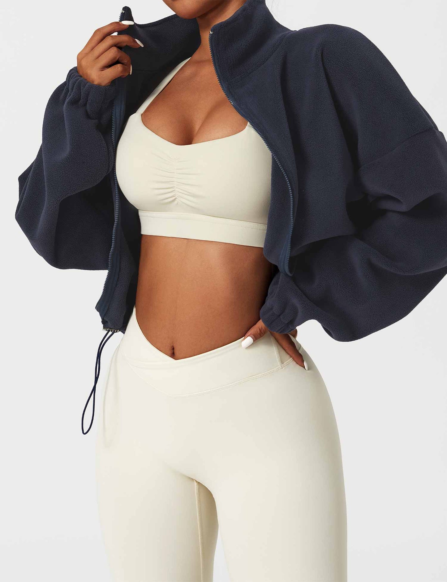 BrandlessFITS Full Zip Fleece Crop Jacket